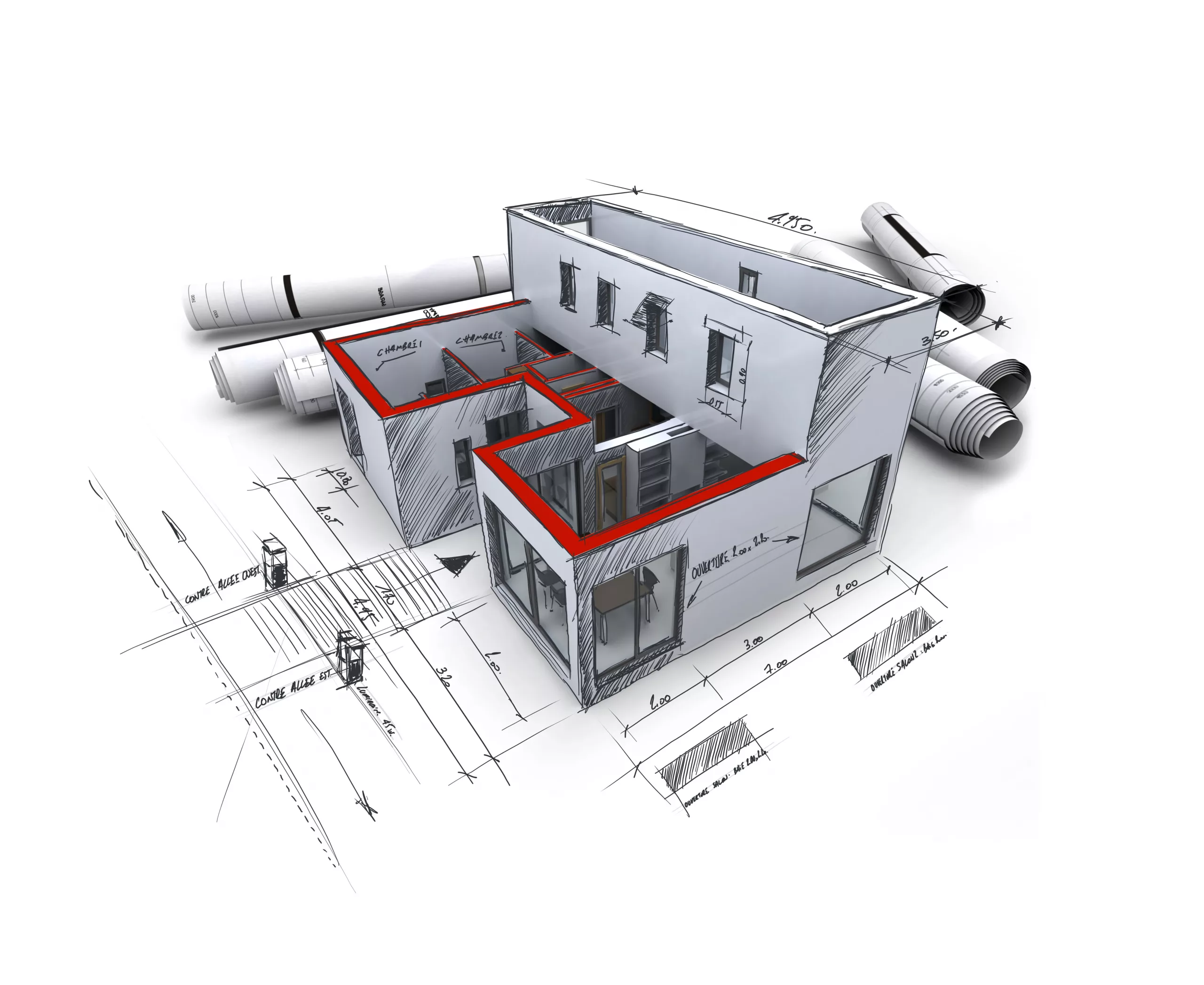 Konstruktionsplan eines Hauses